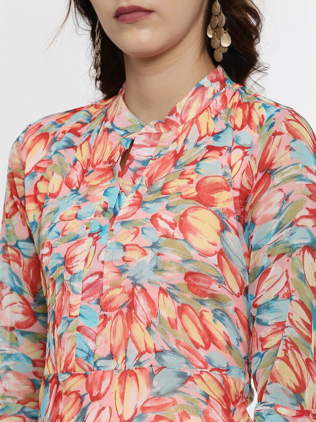 Souchii Floral Chiffon Midi Dress - Distacart