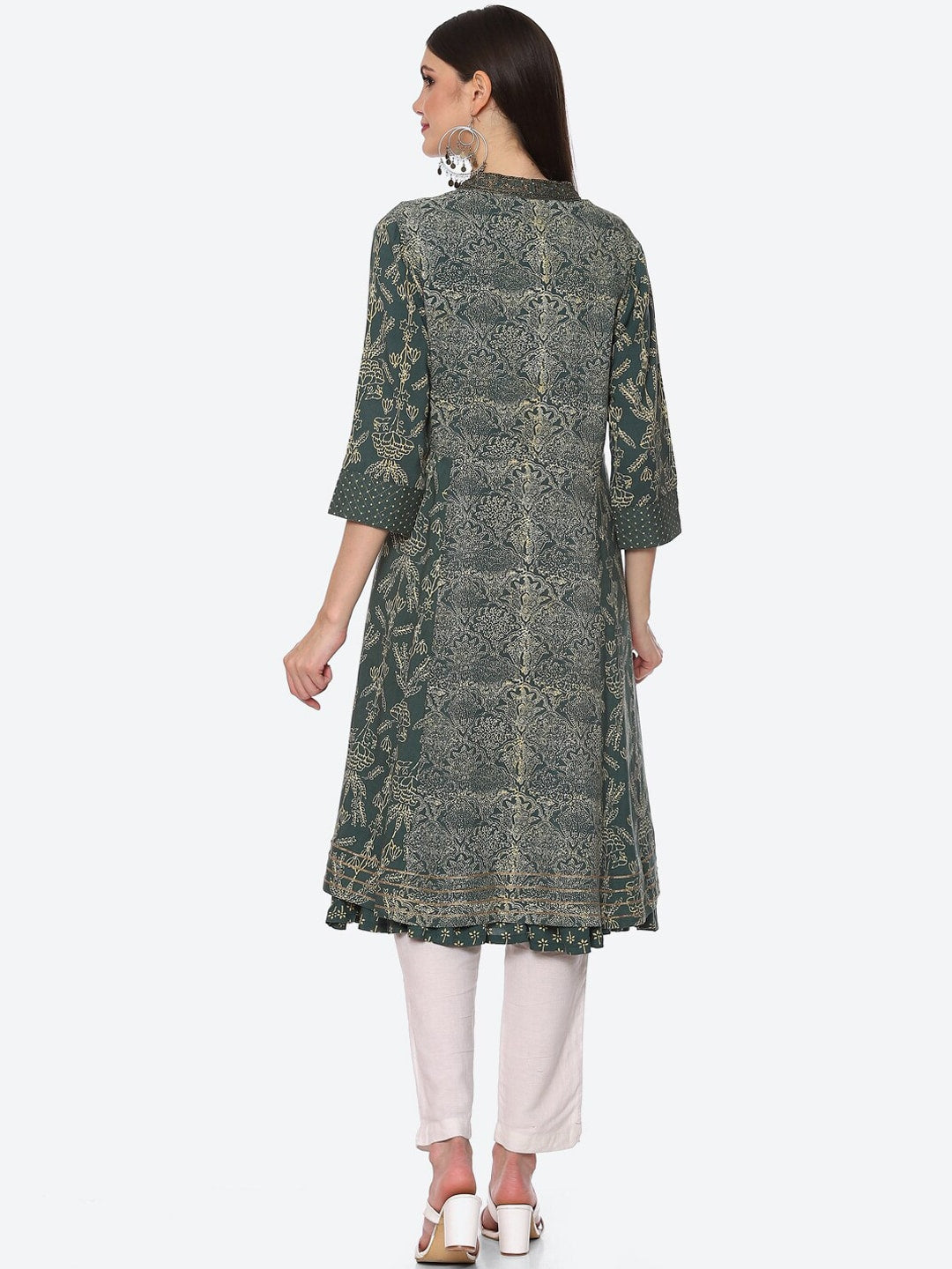 Biba Women Green Printed Anarkali Kurta - Distacart