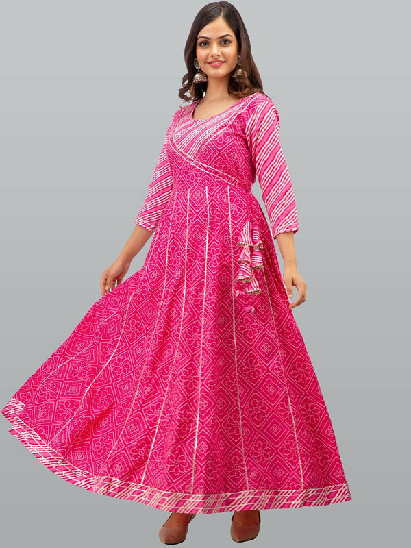 Kalini Women Pink Ethnic Motifs Print Anarkali Kurta - Distacart