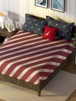 Thumbnail for Nautica Noridge Red & White Printed Cotton 160 TC King Bedsheet with 2 Pillow Covers - Distacart