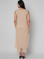 Thumbnail for Kalini Women Beige Yoke Design Mirror Work Kurta with Trousers - Distacart