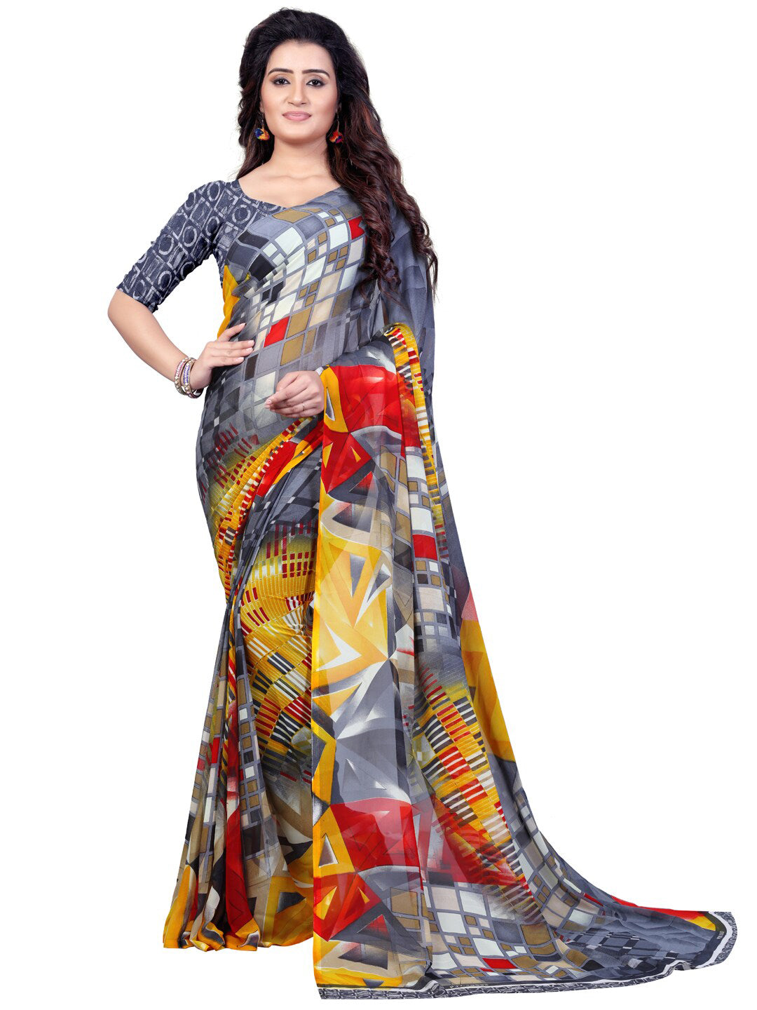 Kalini Pack of 2 Printed Poly Georgette Saree - Distacart