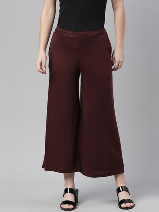 Souchii Brown Knitted Ethnic Palazzos - Distacart