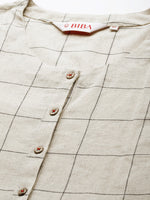 Thumbnail for Biba Women Off White & Grey Checked Extended Sleeves Anarkali Kurta - Distacart