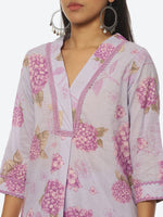 Thumbnail for Biba Women Floral Printed Shawl Collar Kurta with Trousers - Distacart
