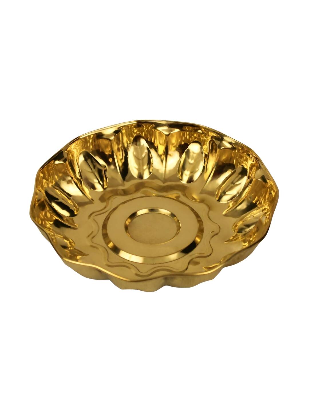 Spillbox Gold Toned Textured Pooja Thali - Distacart