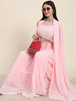 Thumbnail for Kalini Ethnic Motifs Embroidered Regular Thread Work Kurta With Palazzos & Dupatta - Distacart