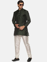 Thumbnail for Sethukrishna Mens Green Kurta with Pyjamas - Distacart