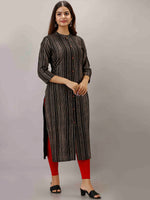 Thumbnail for Kalini Women Black & Gold-Toned Striped Kurta - Distacart