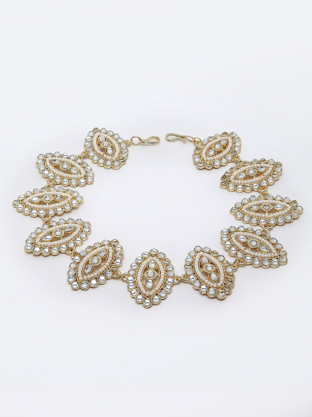 Panash Gold-Toned & White Embellished Hairband - Distacart