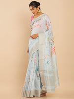 Thumbnail for Soch Blue & Pink Floral Zari Art Silk Saree - Distacart
