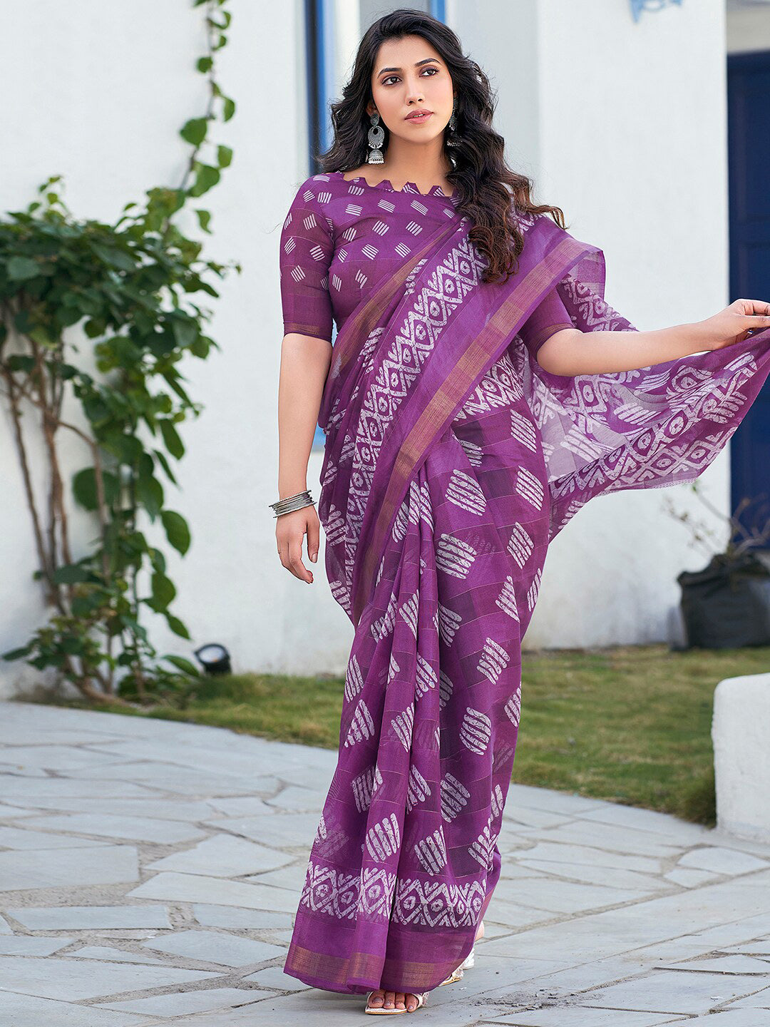 Kalini Batik Printed Zari Bagh Sarees - Distacart