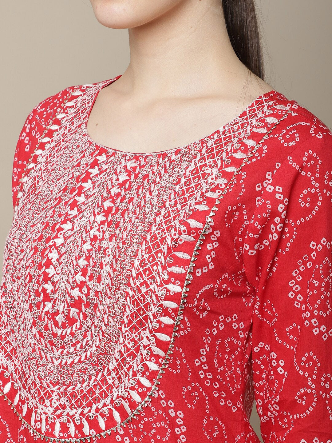 Sangria Bandhani Printed Cotton Kurta - Distacart