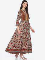 Thumbnail for Biba Women Beige Floral Printed Anarkali Kurta - Distacart