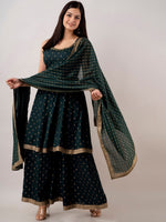 Thumbnail for Kalini Women Floral Embroidered Kurta With Sharara & Dupatta - Distacart