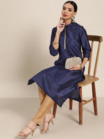 Thumbnail for Sangria Women Navy Blue Solid Straight Kurta - Distacart
