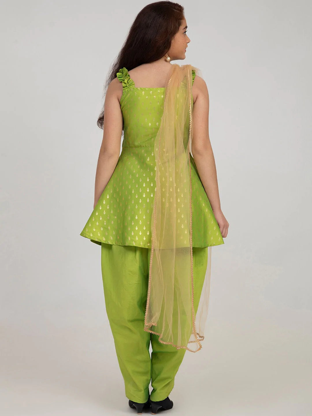 NOZ2TOZ Green Ethnic Motifs Kurti with Dhoti Pants & With Dupatta For Girls - Distacart