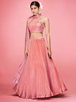 Thumbnail for Myra Peach Art Silk Embroidered Designer Lehenga - Distacart