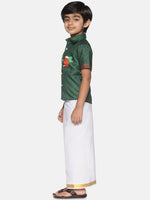 Thumbnail for Sethukrishna Boys Green & White Printed Shirt - Distacart