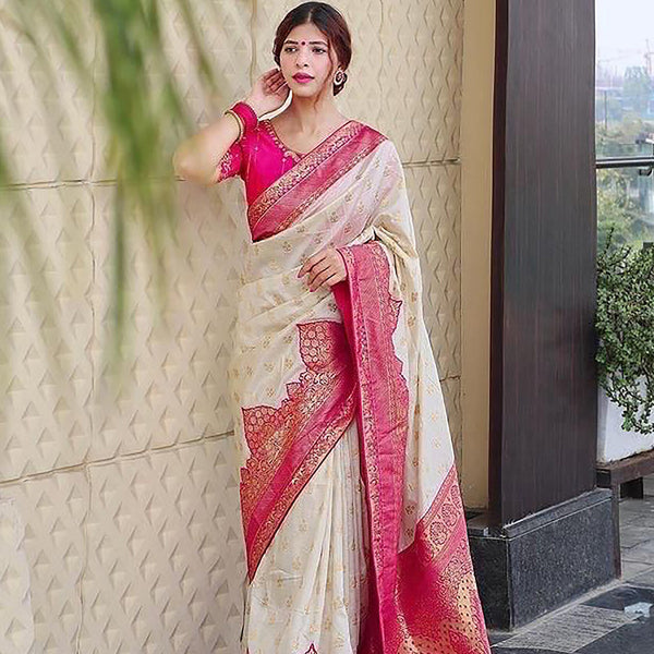 Kalini Ethnic Motifs Woven Design Zari Banarasi Saree - Distacart