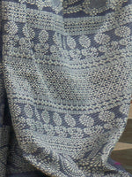 Thumbnail for Mitera Navy Blue & Grey Woven Design Linen Blend Muga Saree - Distacart