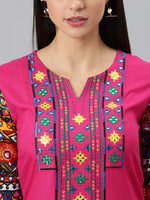 Thumbnail for Khushal K Women Pink Yoke Design Kurta with Palazzos - Distacart