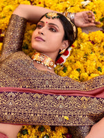 Thumbnail for Saree Mall Zari Mauve & Purple Silk Blend Sarees - Distacart
