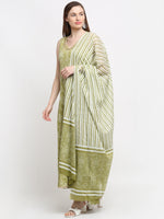 Thumbnail for Kalini Women Green Bandhani Printed Aari Work Kurta with Trousers & Dupatta - Distacart