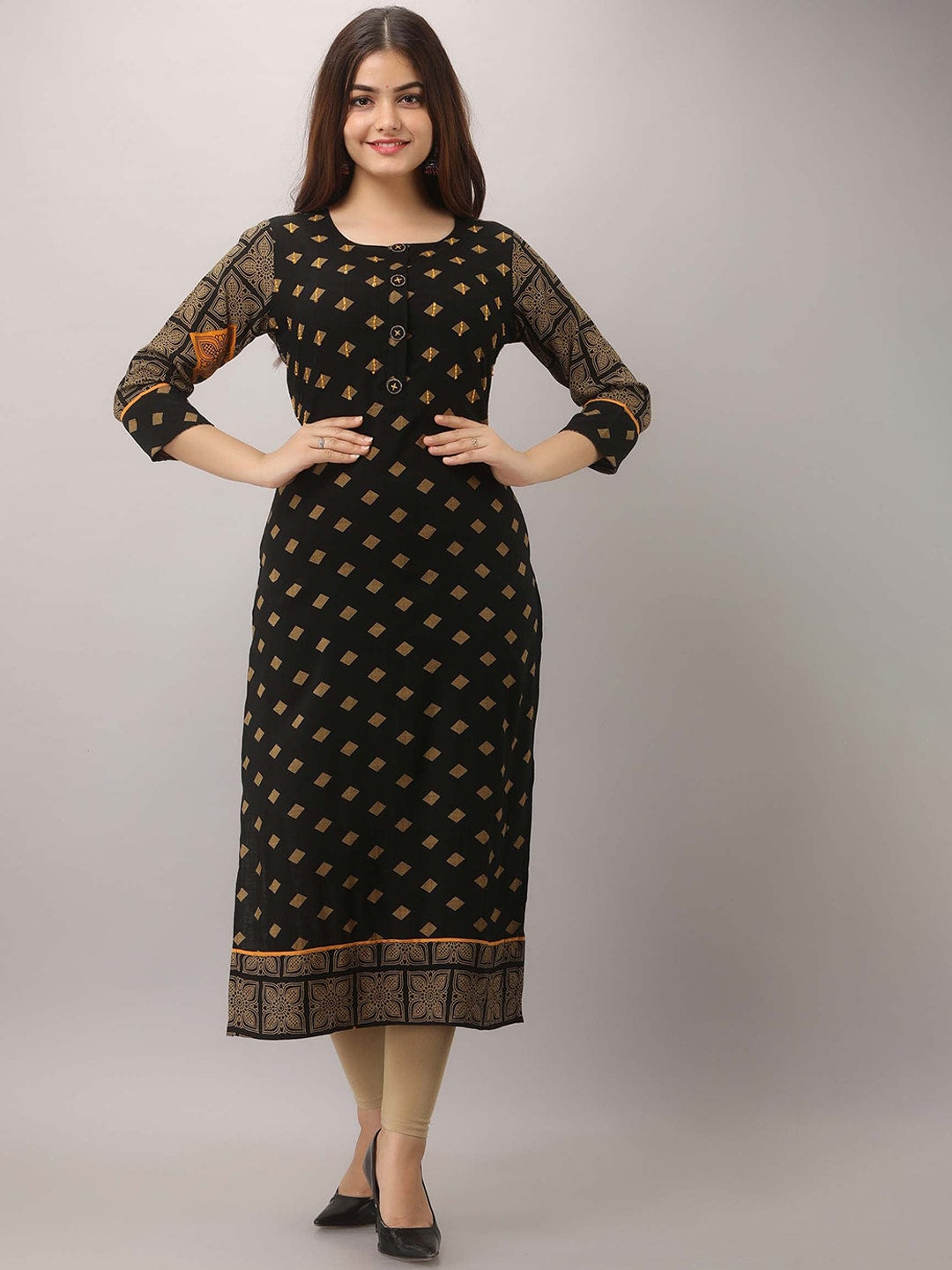 Kalini Black Ethnic Motifs Thread Work Kurta - Distacart