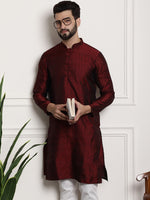 Thumbnail for Sojanya Men Maroon Printed Straight Kurta - Distacart