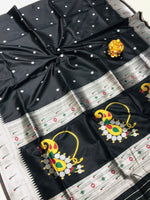 Thumbnail for Kalini Geometric Woven Design Zari Silk Blend Paithani Saree - Distacart