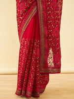 Thumbnail for Soch Floral Embroidered Zari Pure Chiffon Saree - Distacart