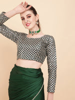 Thumbnail for Sangria Green Sequinned Satin Saree - Distacart
