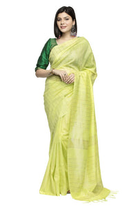 Thumbnail for Mominos Fashion Light Parrot Green Color Bhagalpuri Saree