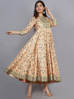 Thumbnail for Kalini Women Coral Pink Floral Print Anarkali Kurta - Distacart