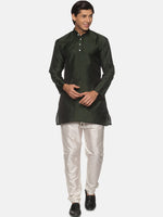 Thumbnail for Sethukrishna Mens Green Kurta with Pyjamas - Distacart