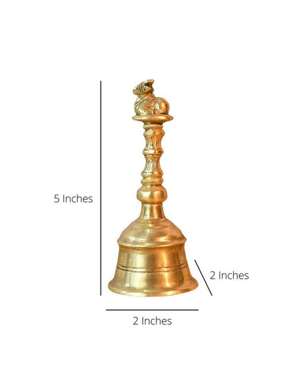 CraftVatika Gold-Toned Brass Hand Held Pooja Bell - Distacart