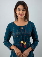 Thumbnail for Kalini Women Teal Ethnic Motifs Printed Anarkali Kurta - Distacart