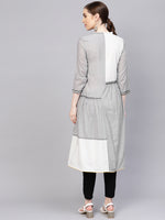 Thumbnail for Biba Women Grey & White Colourblocked Tiered A-Line Kurta - Distacart