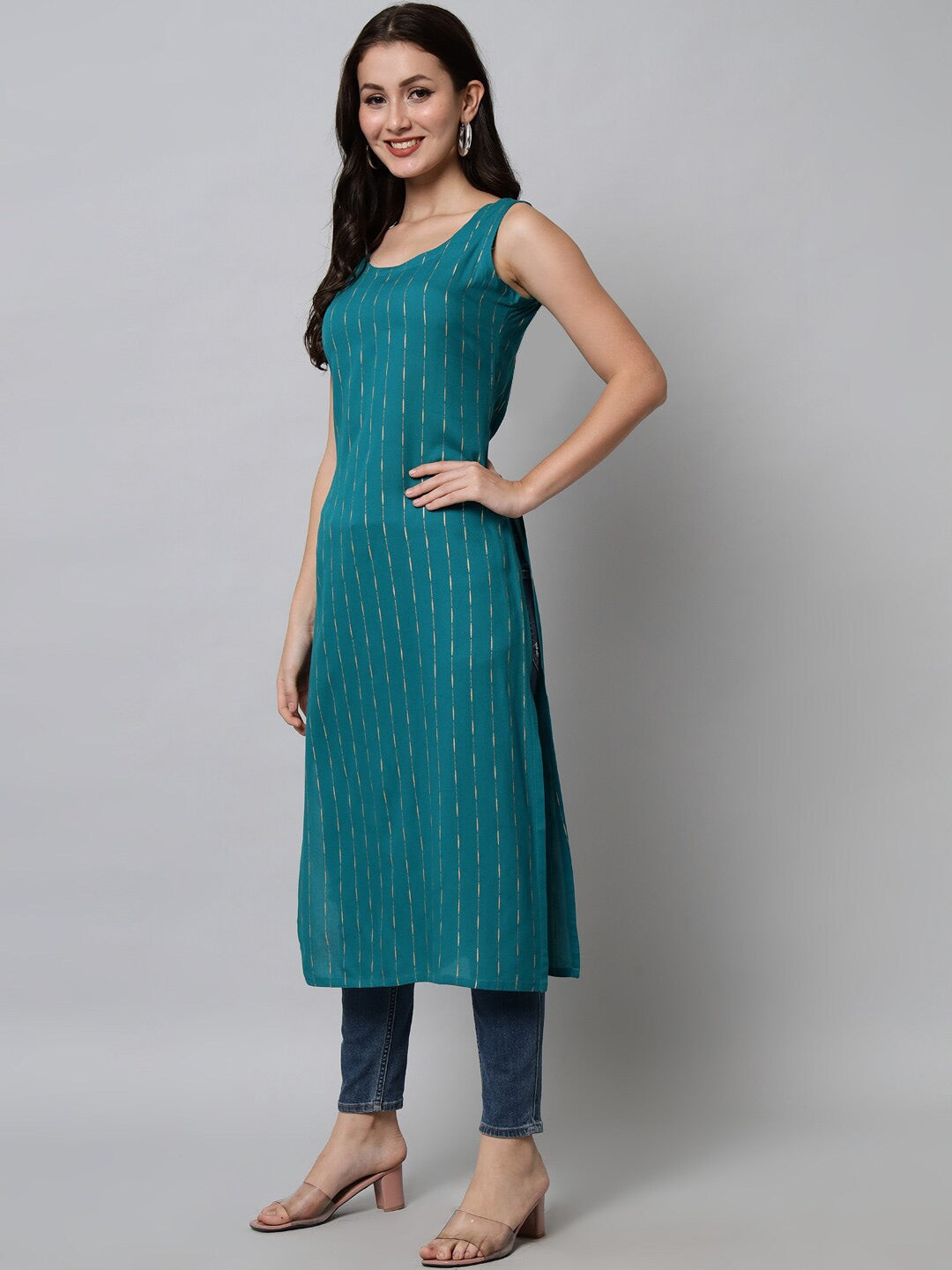 Kalini Women Turquoise Blue Printed Kurta - Distacart