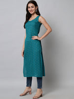 Thumbnail for Kalini Women Turquoise Blue Printed Kurta - Distacart