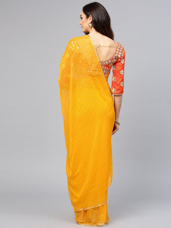 Saree Mall Yellow Embellished Saree - Distacart