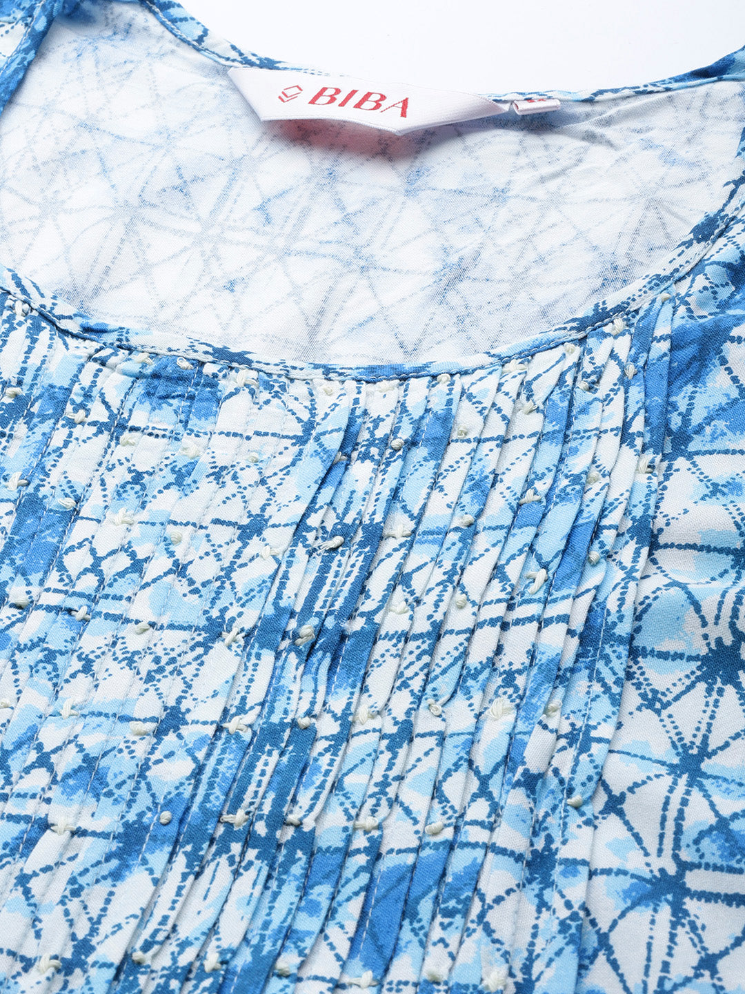 Biba Women Blue Dyed Kurta with Mask - Distacart