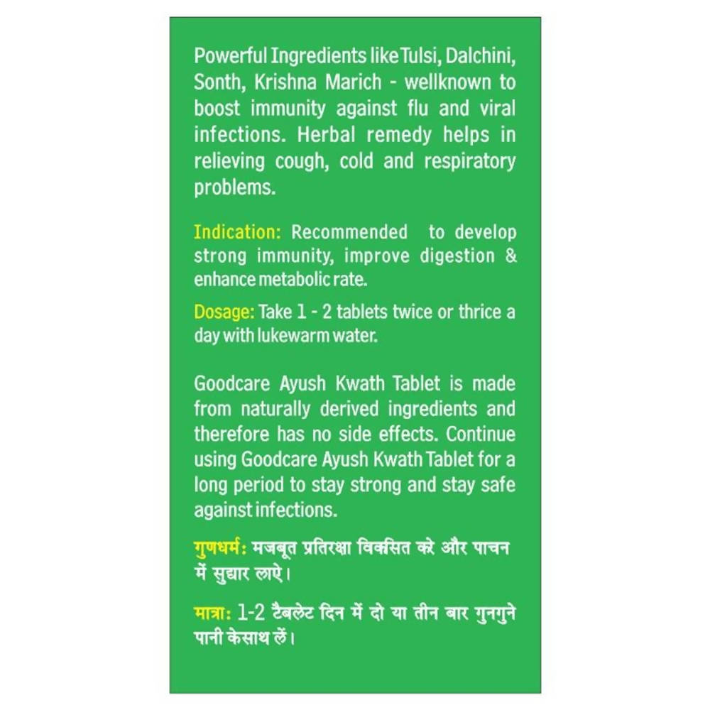 Goodcare Ayush Kwath Churna Tablets Dosage