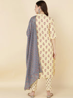 Thumbnail for HERE&NOW Women Mustard Yellow Ethnic Motifs Printed Kurta with Trousers & With Dupatta - Distacart
