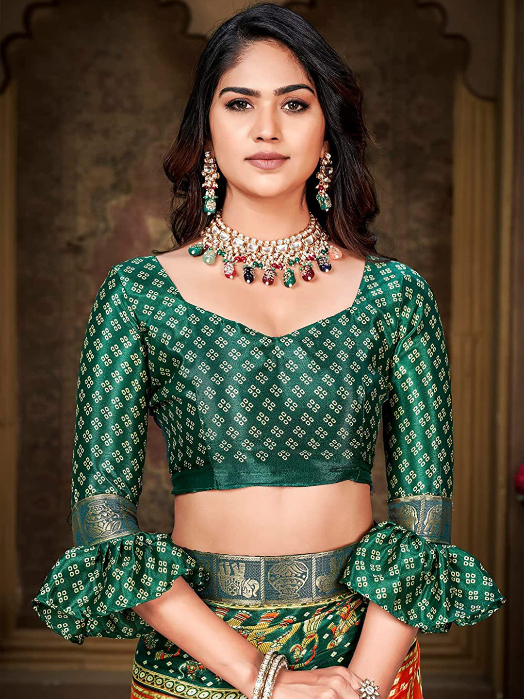 Kalini Bandhani Printed Silk Cotton Banarasi Saree - Distacart