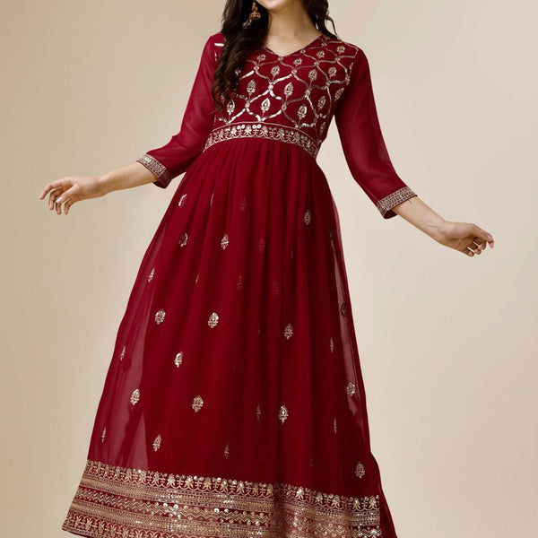 Kalini Embellished Sequinned Georgette Kurta - Distacart