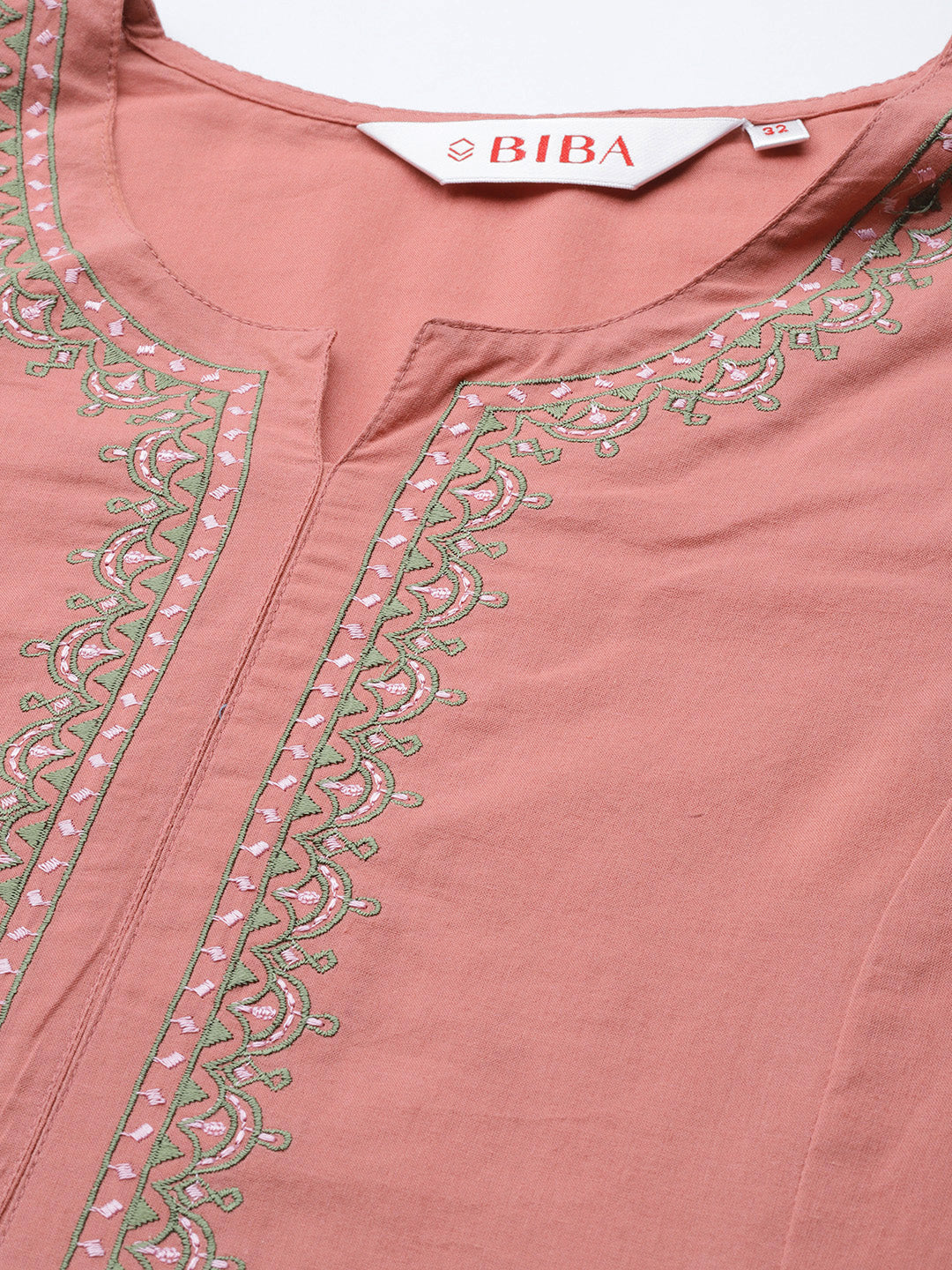 Biba Women Mauve Ethnic Motifs Embroidered Pure Cotton Kurta with Trousers & With Dupatta - Distacart