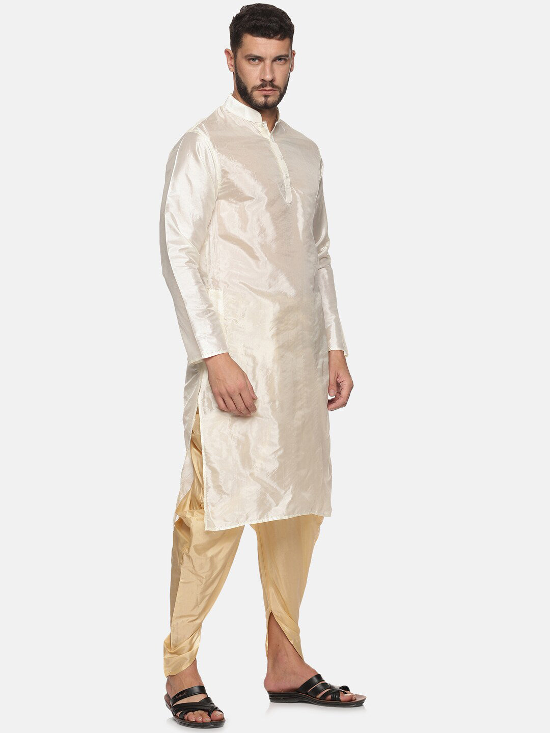 Sethukrishna Men Cream-Coloured Kurti with Dhoti Pants - Distacart