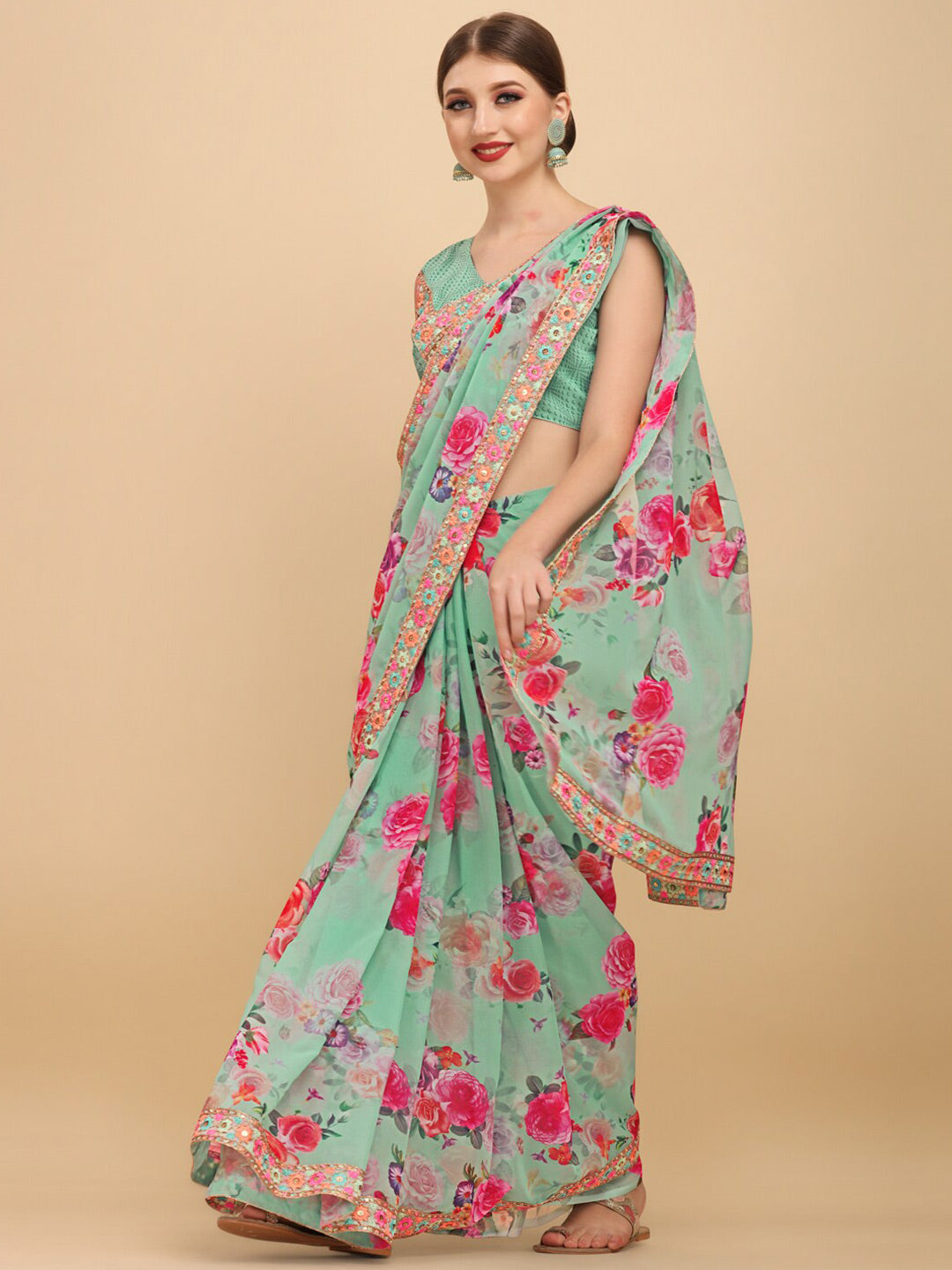Sangria Women Sea Green Sarees - Distacart